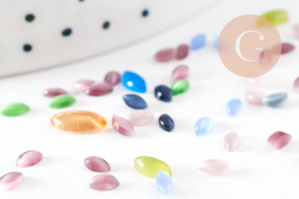 Cabochon marquise verre oeil de chat marquise 2-5mm, x 10gr (G0013)