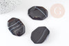 Cabochon octogone agate naturelle noire 28-39mm, x1 (G4816)