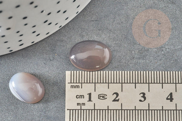 Cabochon ovale agate grise naturelle 11x16mm, x1 (G2293)