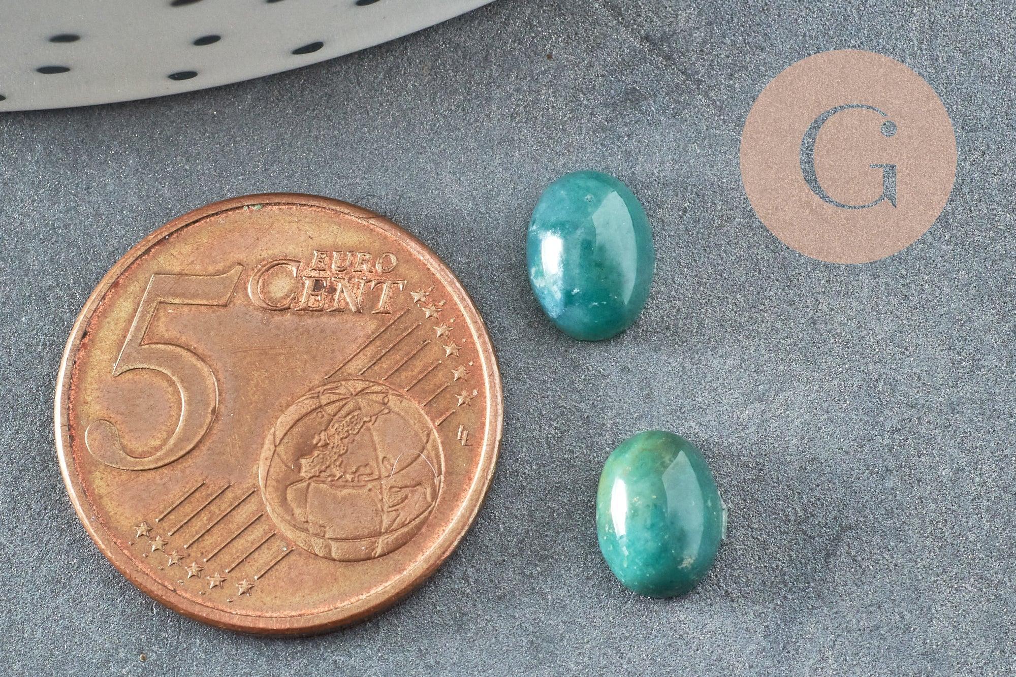 Cabochon ovale agate mousse naturelle 8x6mm, x1 (G0413)