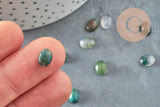 Cabochon ovale agate mousse naturelle 8x6mm, x1 (G0413)