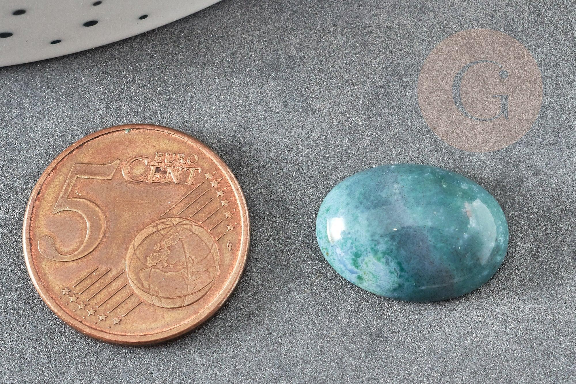 Cabochon ovale agate mousse vert foncé naturel 18x13mm, x1 (G8221)