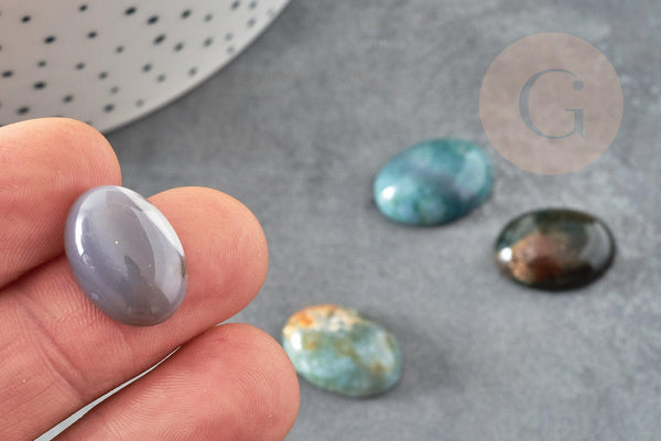 Cabochon ovale agate mousse vert foncé naturel 18x13mm, x1 (G8221)