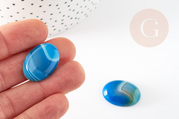 Cabochon ovale agate naturel bleue 18x25mm, x1 (G5063)