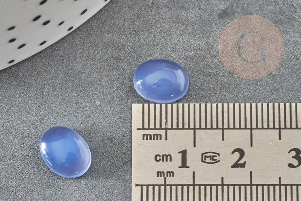 Cabochon ovale agate naturelle bleue 10x8mm, x1 (G1669)