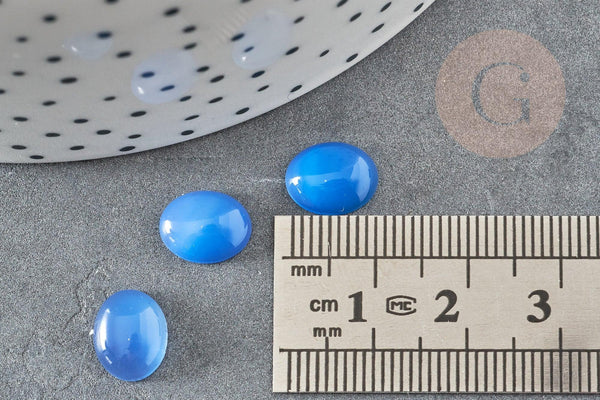 Cabochon ovale agate naturelle bleue 10x8mm,x1 (G1924)