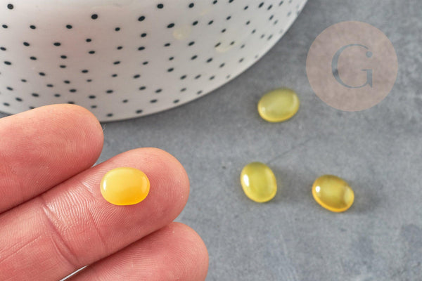 Cabochon ovale agate naturelle jaune 10x8mm, x1 (G1672)