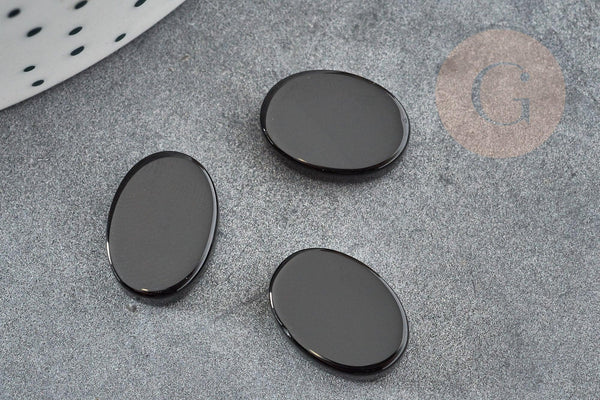 Cabochon ovale agate naturelle noire 10x14mm, x1 (G2026)