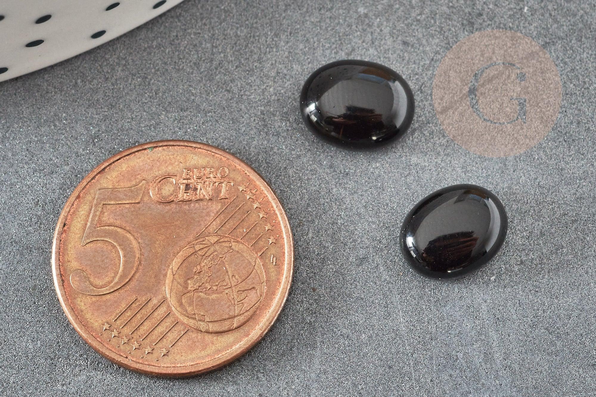 Cabochon ovale agate naturelle noire 10x8mm, x1 (G6710)