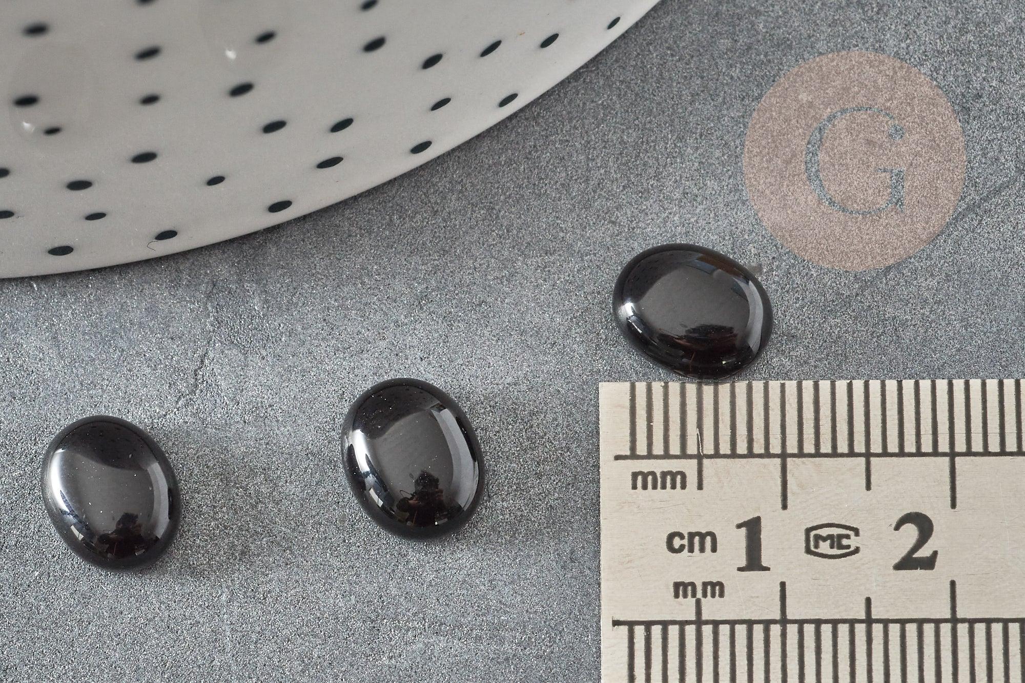 Cabochon ovale agate naturelle noire 10x8mm, x1 (G6710)