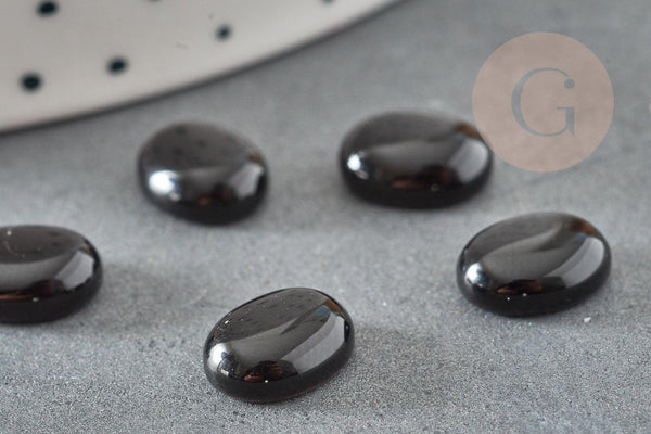 Cabochon ovale agate naturelle noire 10x8mm, x1 (G6710)