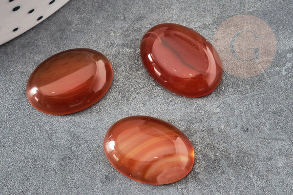 Cabochon ovale agate naturelle orange foncé 18x13mm, x1 (G2068)