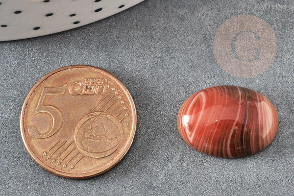 Cabochon ovale agate naturelle orange rayée 18x13mm, x1 (G5062)