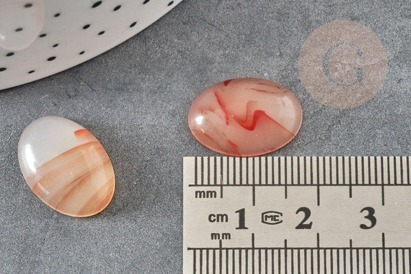Cabochon ovale agate naturelle rouge orange 18x13mm, x1 (G1835)