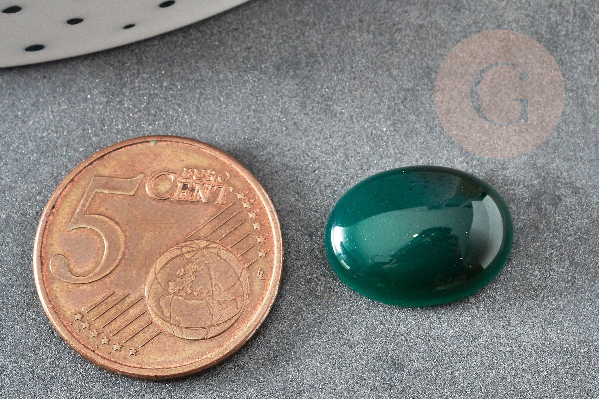 Cabochon ovale agate naturelle vert 16x12mm, x1 (G2244)