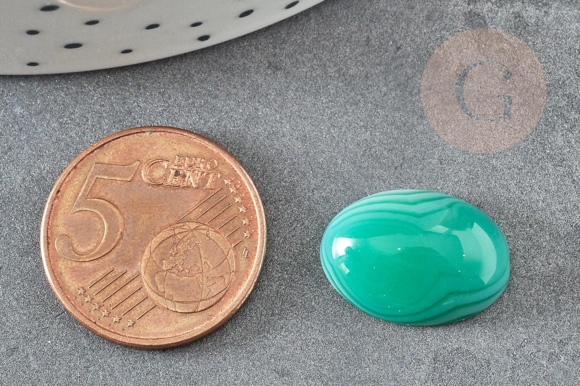 Cabochon ovale agate naturelle vert rayé 18x13mm, x1 (G3109)