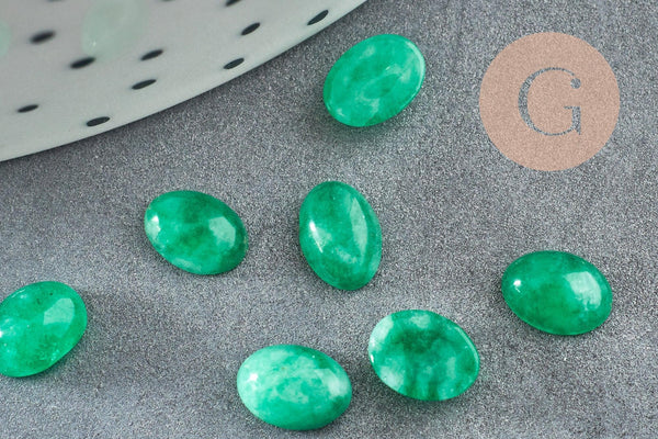 Cabochon ovale agate naturelle verte 5x7mm, x1 (G2699)