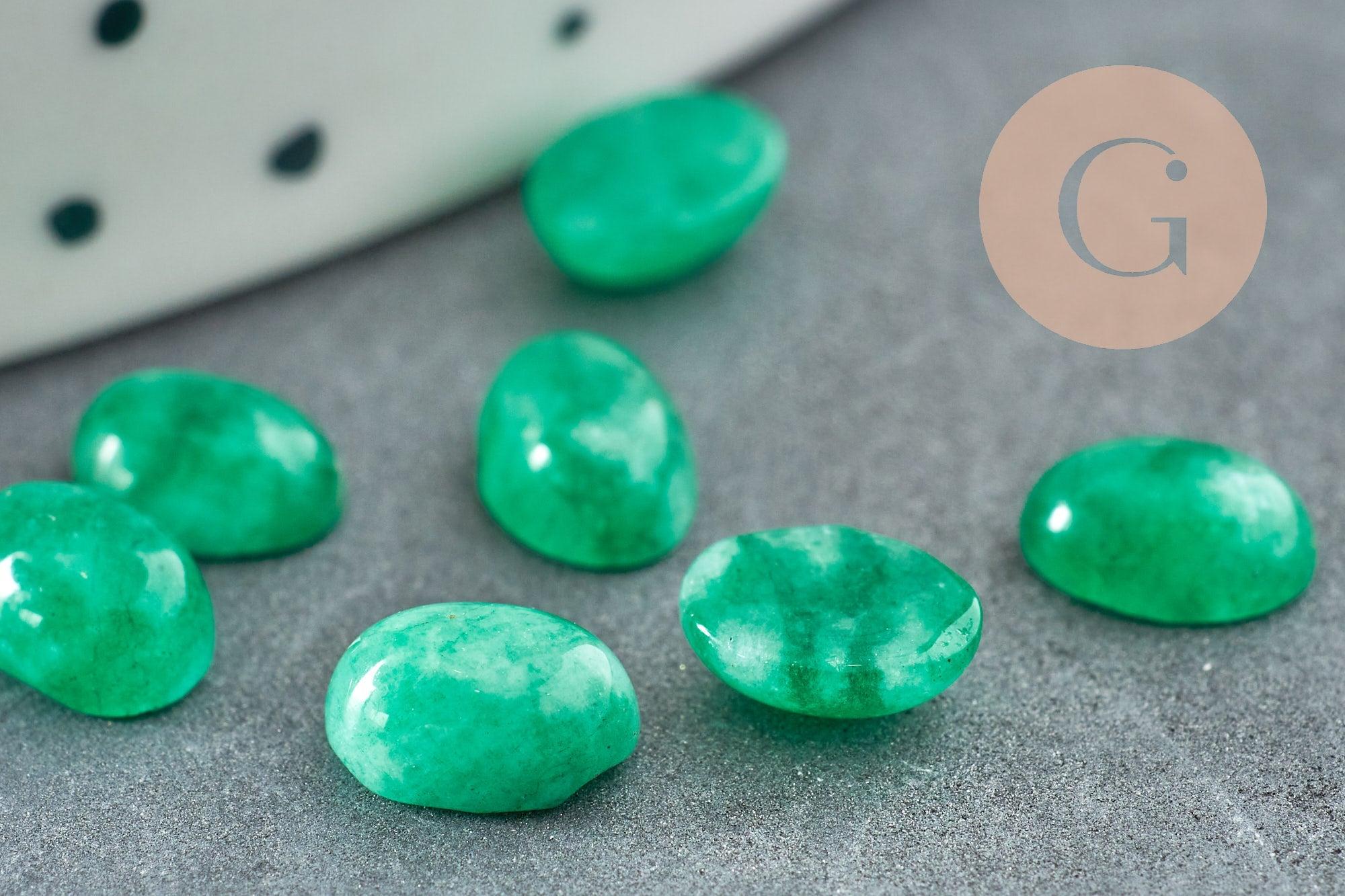 Cabochon ovale agate naturelle verte 5x7mm, x1 (G2699)