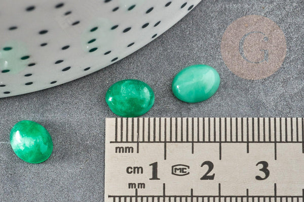 Cabochon ovale agate naturelle verte 8x10mm, x1 (G1652)