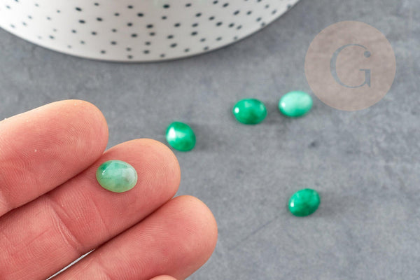 Cabochon ovale agate naturelle verte 8x10mm, x1 (G1652)