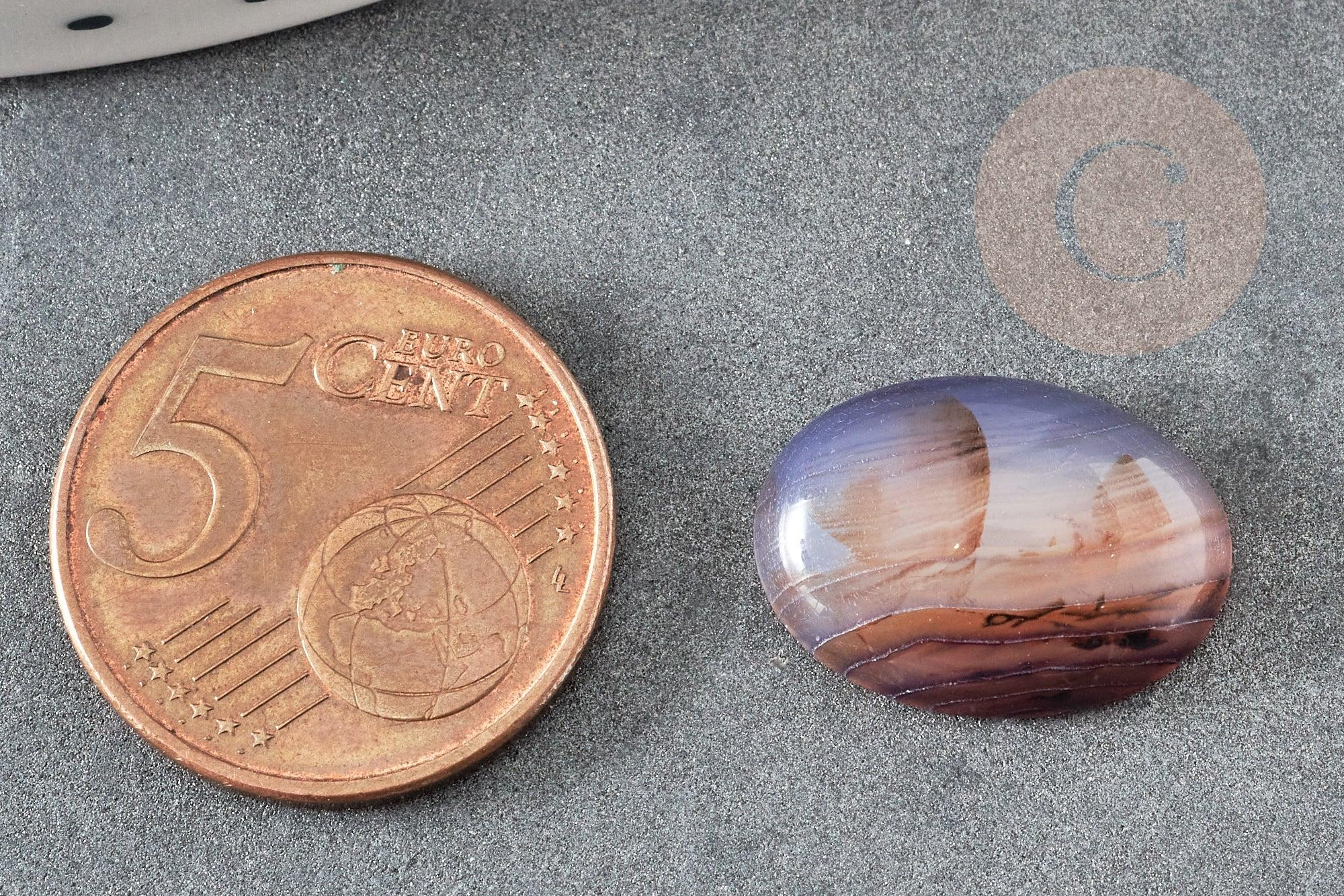 Cabochon ovale agate naturelle violette 18x13mm, x1 G1557