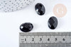 Cabochon ovale agate noire facetté 18x13mm, x1 (G8598)