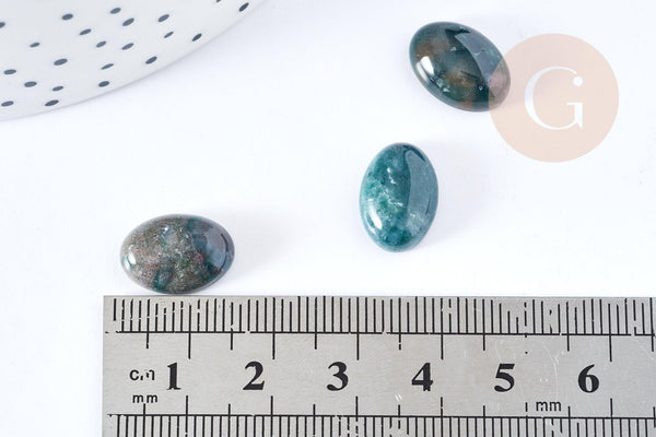 Cabochon ovale agate verte naturelle 14x10mm, x1 (G8669)