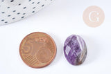 Cabochon ovale améthyste naturelle facetté 18x13mm, x1 (G8665)