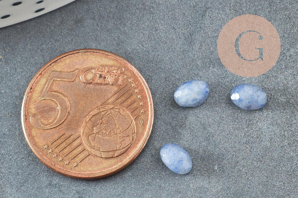 Cabochon ovale aventurine bleue naturelle à facettes 6x4mm, x1 (G8648)