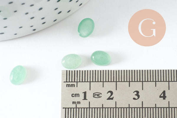 Cabochon ovale aventurine naturelle 8x6mm, création bijoux pierre naturelle, x1 (G10179)