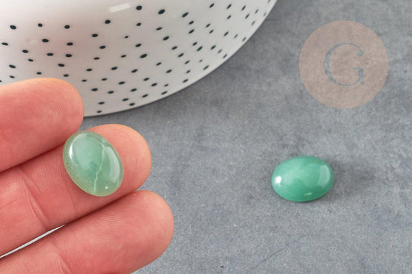 Cabochon ovale aventurine verte naturelle 14 x10mm, x1 (G2241)