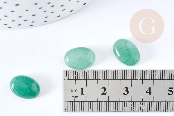 Cabochon ovale aventurine verte naturelle 14x10mm, x1 (G8668)