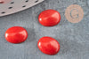Cabochon ovale corail naturel teinté rouge 10x6mm, x1 G6750