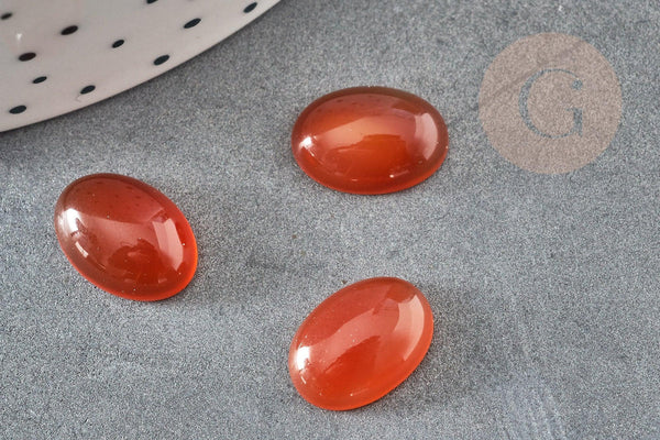 Cabochon ovale cornaline naturelle orange 10x14mm, x1 (G2020)