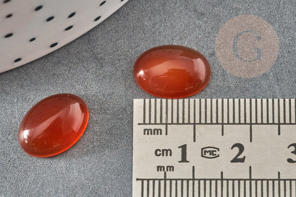 Cabochon ovale cornaline naturelle orange 10x14mm, x1 (G2020)