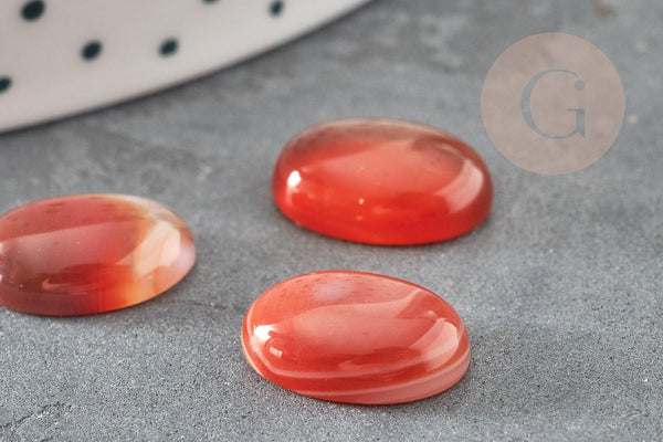 Cabochon ovale cornaline naturelle orange 10x14mm, x1 (G4483)