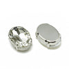 Cabochon ovale cristal métal platine à coudre 10x14mm, x1 (G0015)