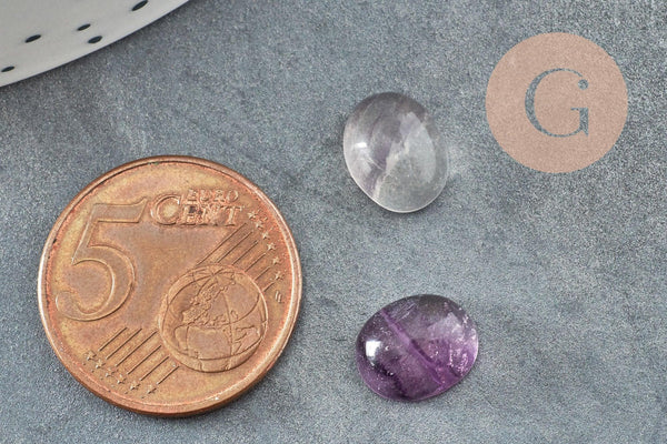 Cabochon ovale fluorite violette naturelle 10x8mm, x1 (G8677)