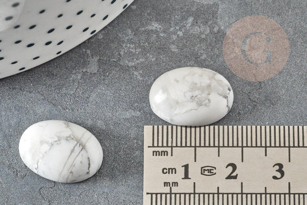 Cabochon ovale howlite blanche naturelle 18 x13mm, x1 (G2021)