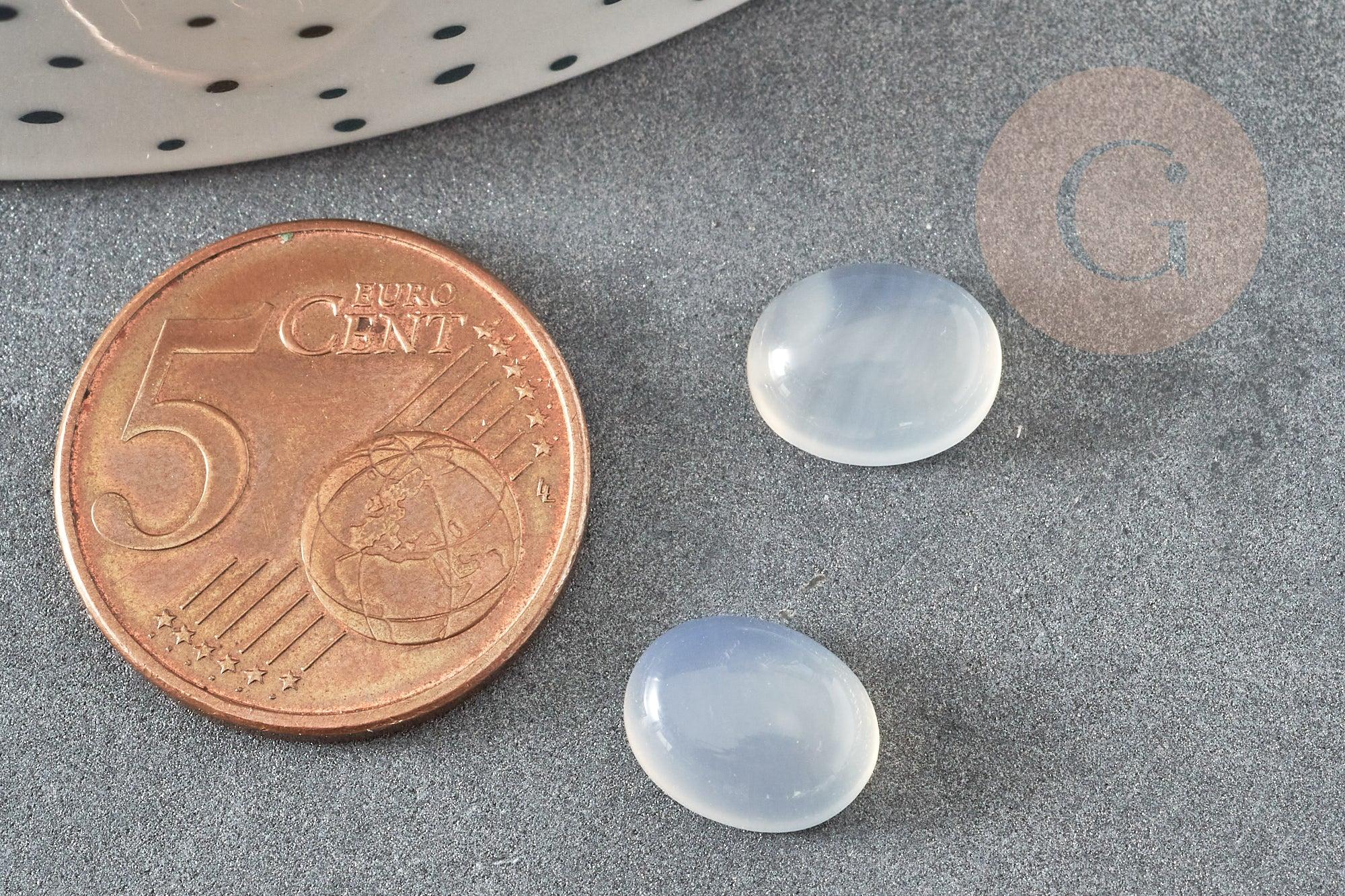 Cabochon ovale jade blanc naturel 10x8mm, x1 (G1292)