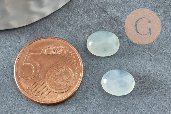 Cabochon ovale jade blanc naturel 10x8mm, x1 (G9512)