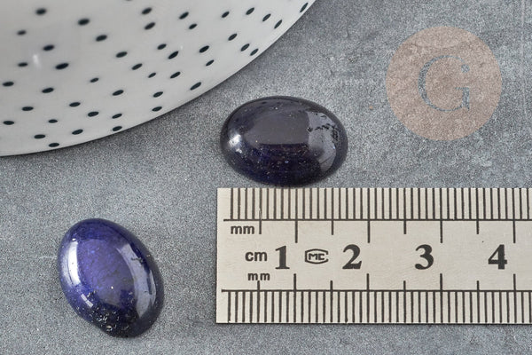 Cabochon ovale jade naturel bleu marine 16 x12mm, x1 (G2932)