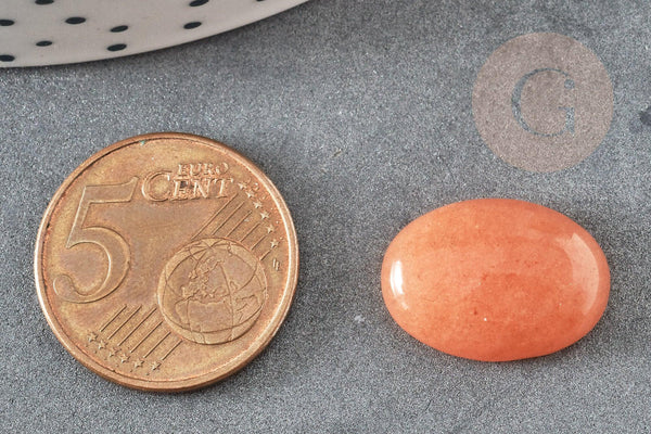 Cabochon ovale jade naturel corail 18 x13mm , x1 (G0988)