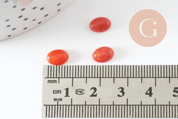 Cabochon ovale jade naturel orange 8x6mm, x1 (G10125)