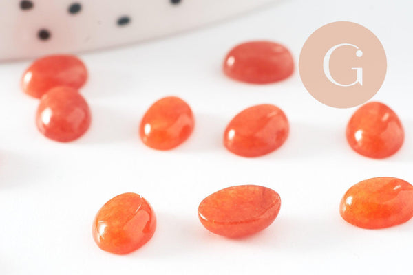Cabochon ovale jade naturel orange 8x6mm, x1 (G10125)