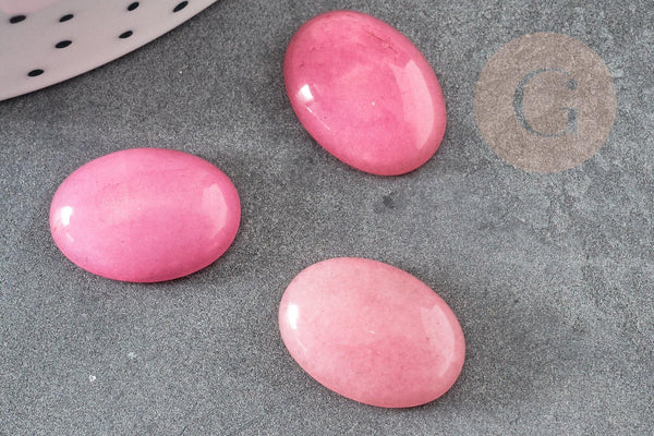 Cabochon ovale jade naturel rose 18x13mm, x1 (G2019)