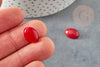 Cabochon ovale jade naturel rouge 10x14mm, x1 (G2694)