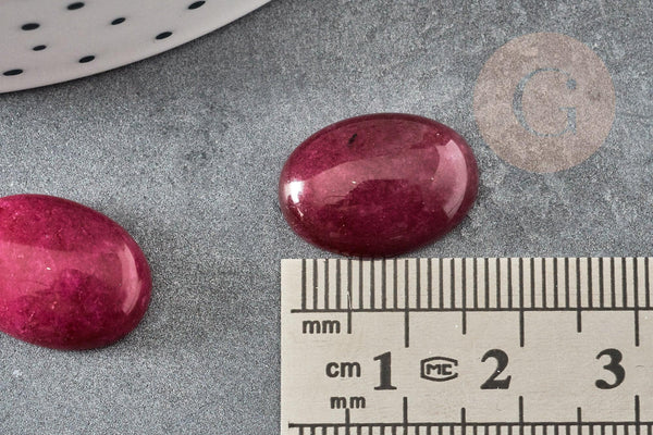 Cabochon ovale jade naturel rouge bordeau 18 x13mm, x1 (G0608)