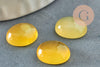 Cabochon ovale jade naturel teinté jaune 12x10mm, x1 (G9514)