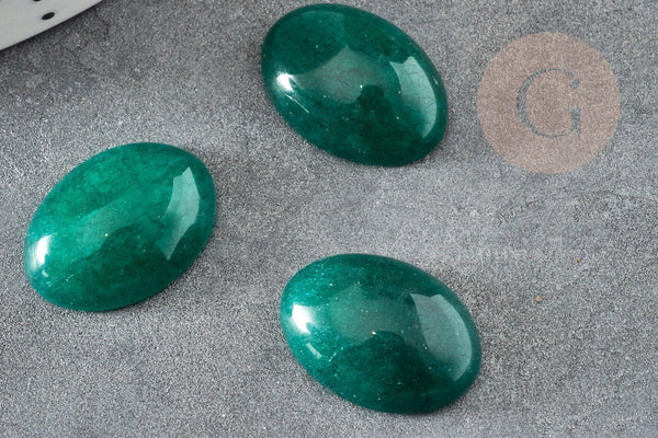 Cabochon ovale jade naturel vert foncé 13x18mm, x1 (G2768)